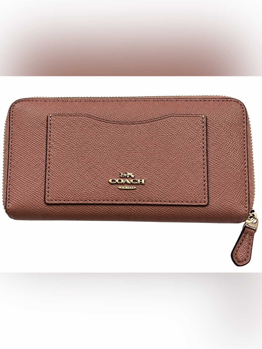 Coach Saffiano Zip-Around Wallet in Dusty Rose